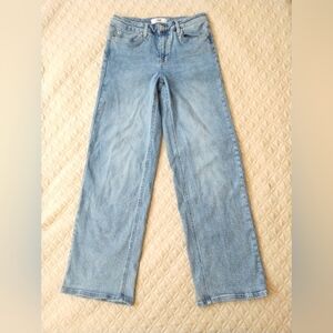 YMI WOMEN'S MID RISE PREMIUM STRETCH WIDE LEG JEANS 7/28 Light Wash